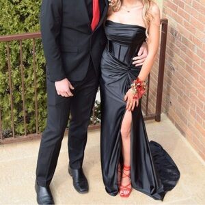 Tiffany Designs Black Strapless Prom/Evening Dress